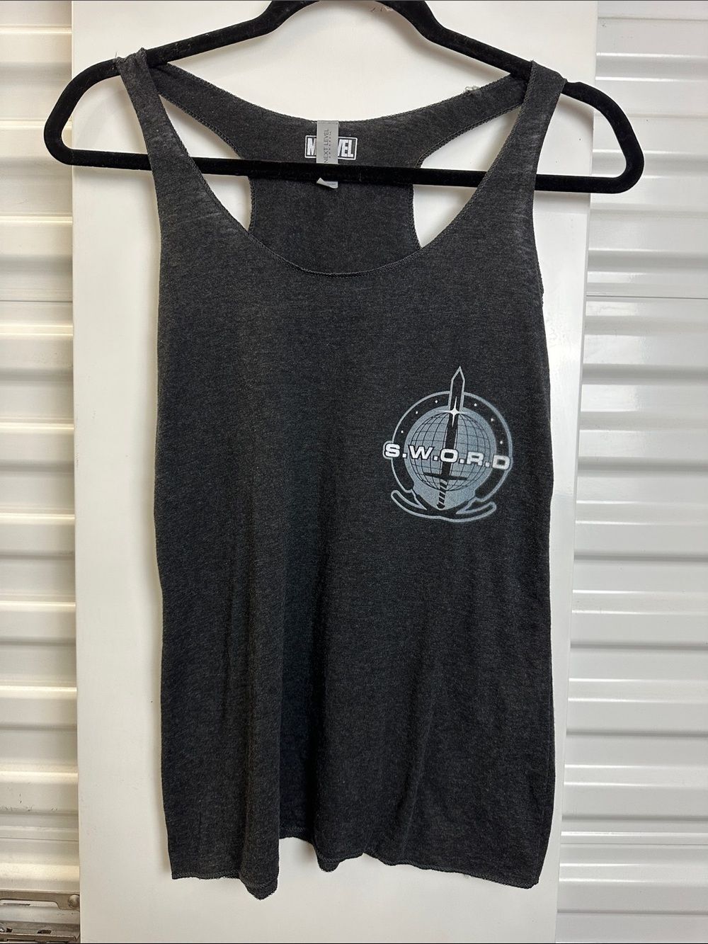 Marvel Women's Dark Gray S.W.O.R.D. Graphic Tanki